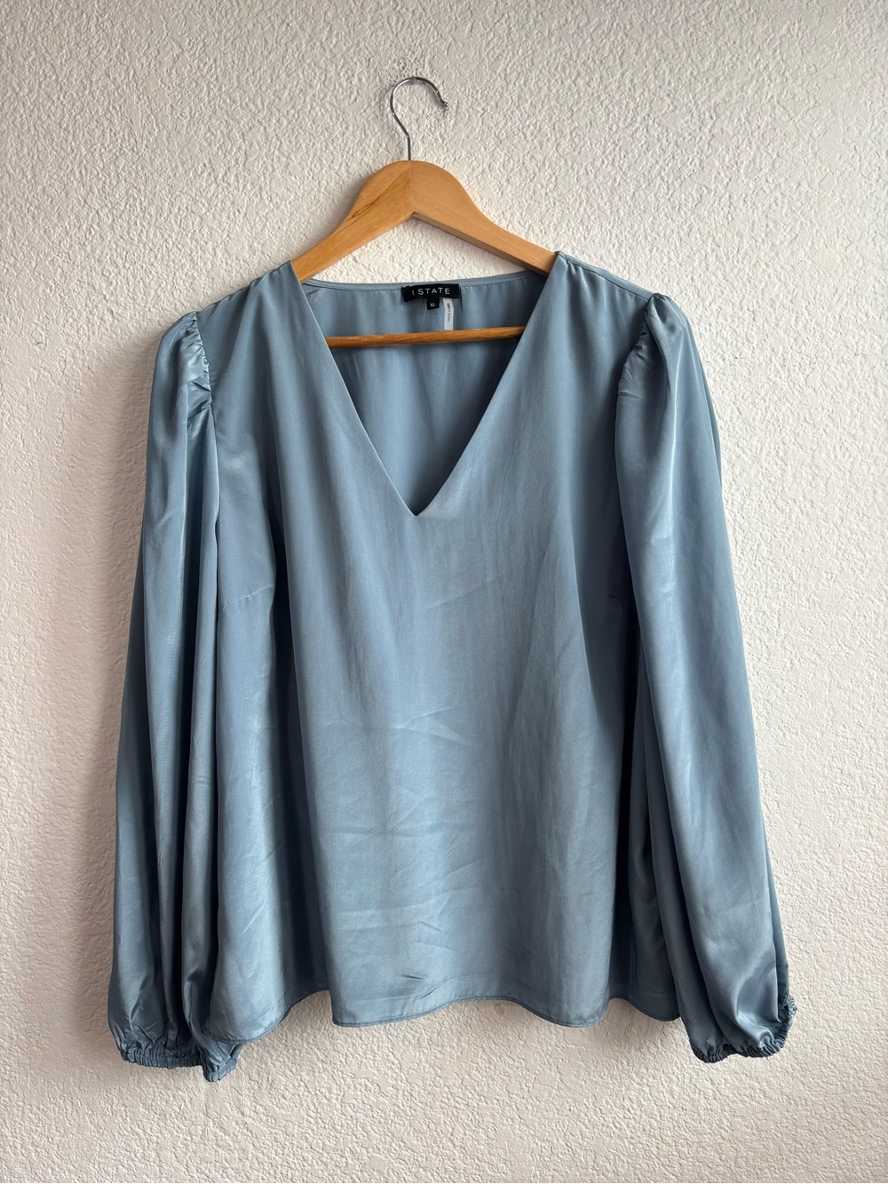 1. STATE Blue stone Evermore V-Neck Long Sleeve Blouse XL